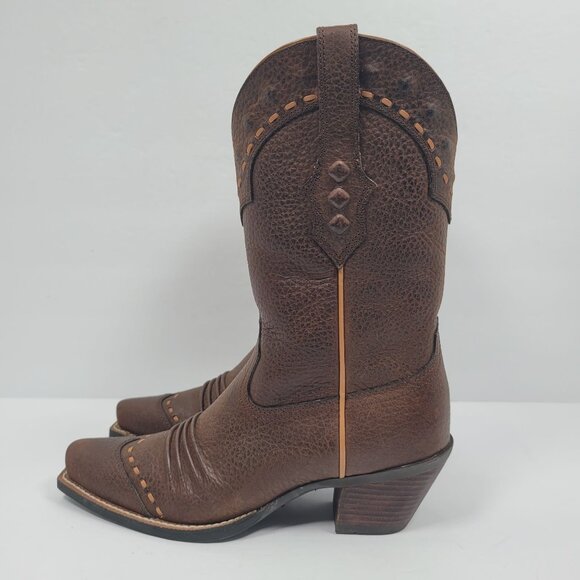 Ariat Rowdy Dixie Women’s Brown Oiled Leather Cowgirl Boots US Size 6B - Picture 2 of 12
